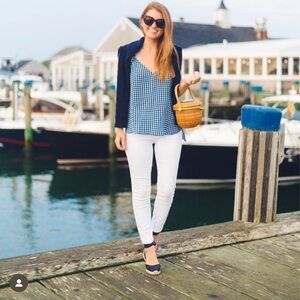 ❤️ Blogger’s Favorite. CAMI NYC NEW DARIA NEW NAVY GINGHAM SILK BLOUSE